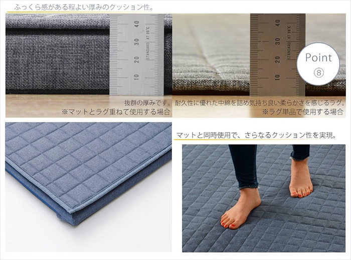 キルトラグマット L 洗える 2WAY キルト ラグ マット 190×240cm 子供 プレイマット やわらかい シンプル ネイビー M5-MGKST00073DBL626_8