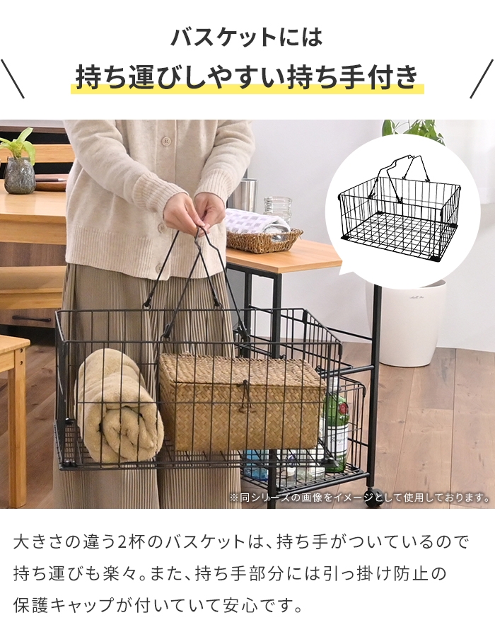 収納ワゴン 押入れ収納 ラック キャスター付き バスケット 大・小 1個