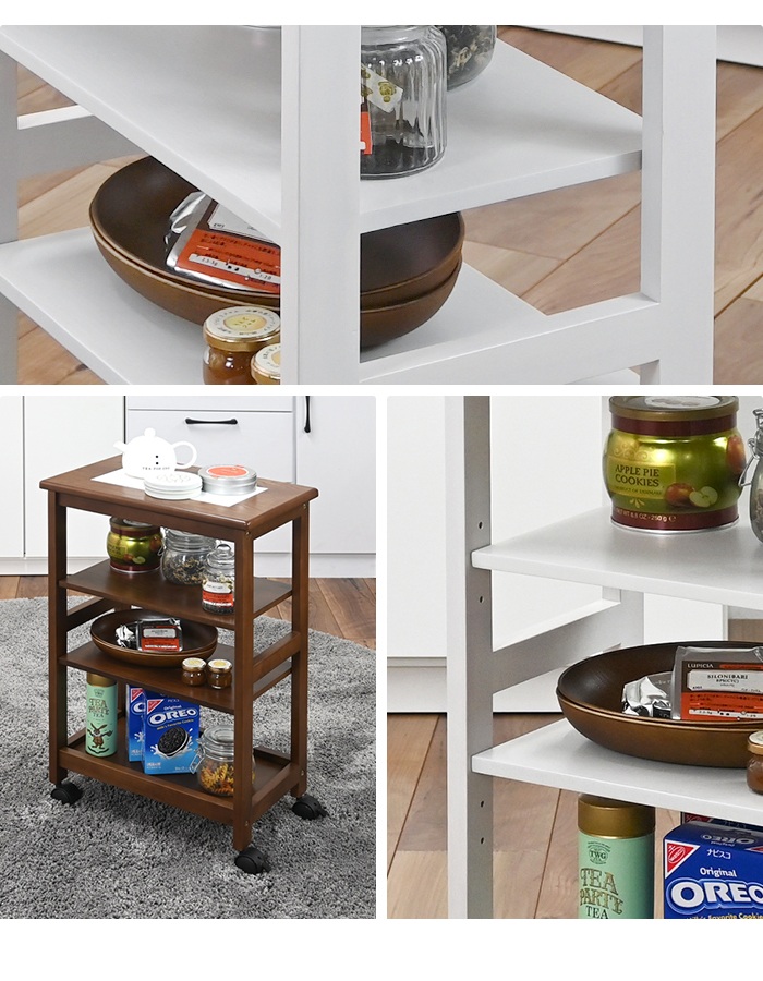 キッチンワゴン キャスター付き タイル天板 ワゴン 幅45 奥行28 高さ70