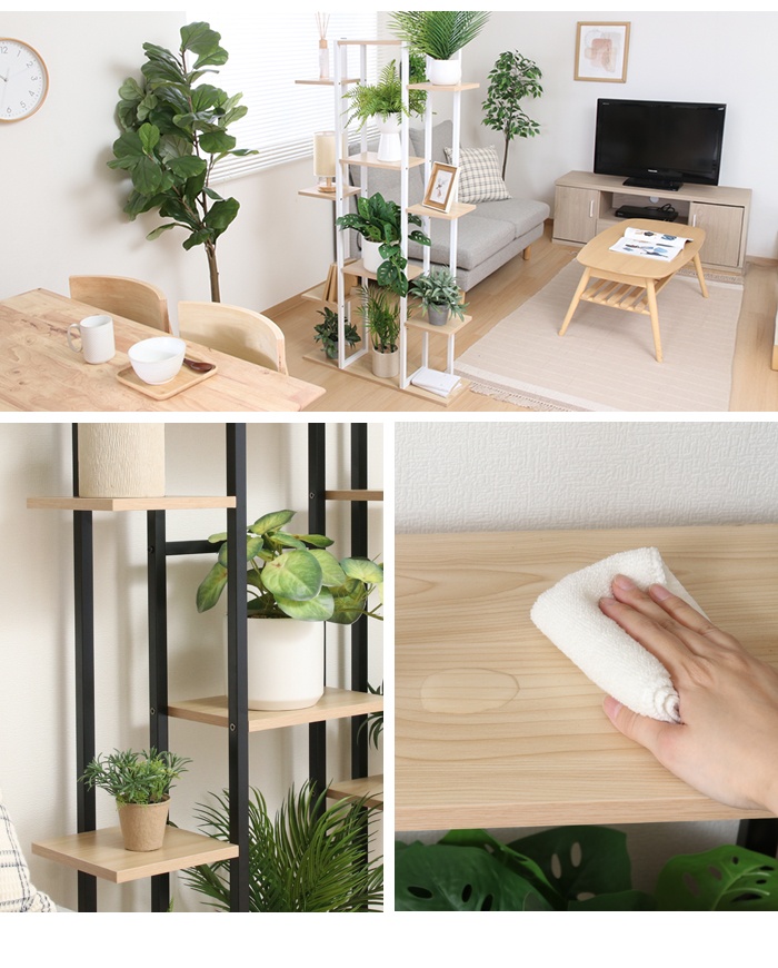 値下げ プランタースタンド ディスプレイスタンド ワイド 木目調棚板 スチール脚 ナチュラル おしゃれ 観葉植物 花台 小物置き 収納用品