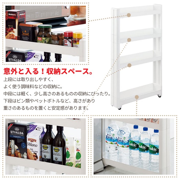 スリムサイズ キッチン収納ワゴン 幅55 調味料ラック キッチン収納 隙間収納 ラック ワゴン キャスター付き