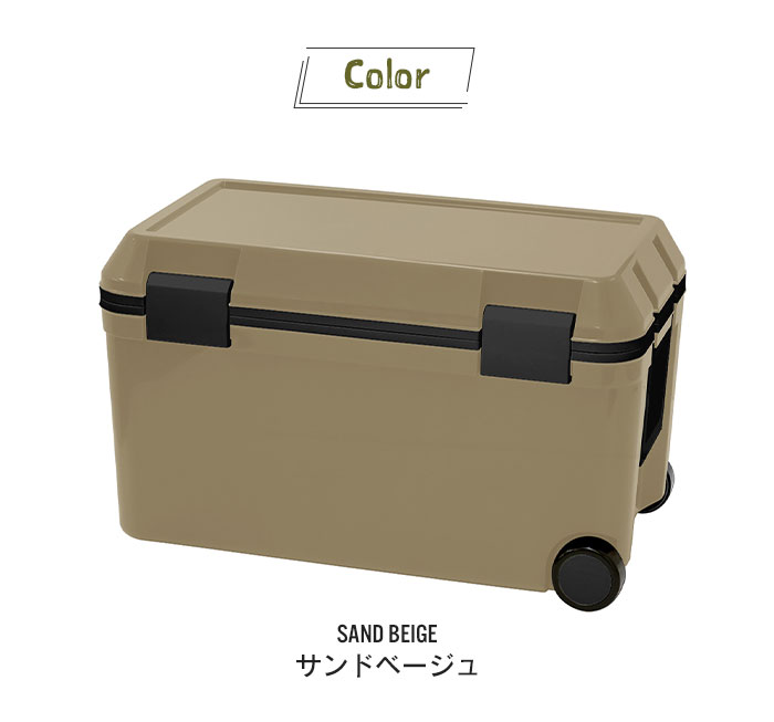 値下げ  クーラーボックス 46L 大型 おしゃれ ハンドル付 キャスター付 フタ取り外し可能 水抜き栓付 日本製 キャリー アウトドア レジャー 海水浴 部活の画像
