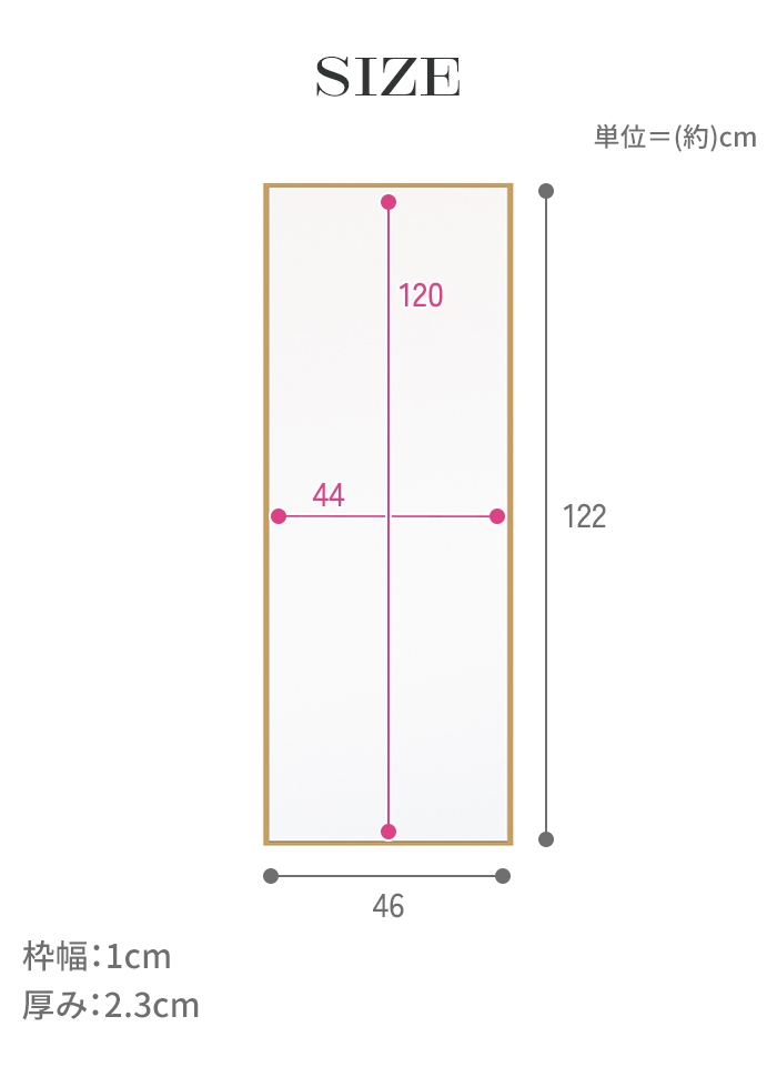ウォールミラー 姿見 鏡 スリム 高さ122 幅46 北欧 日本製 壁掛け