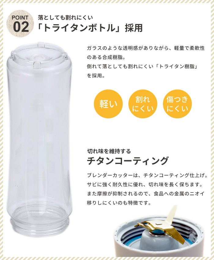 ブレンダー 400ml トライタンボトル ミニブレンダー コンパクト