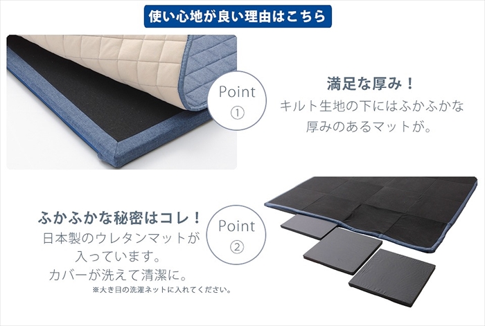 ダブルコーナーラグマット L 背もたれ付き ラグ マット 厚手キルト 和楽 ZONIA 190×240cm 子供 プレイマット｜zakka-gu-plus｜06