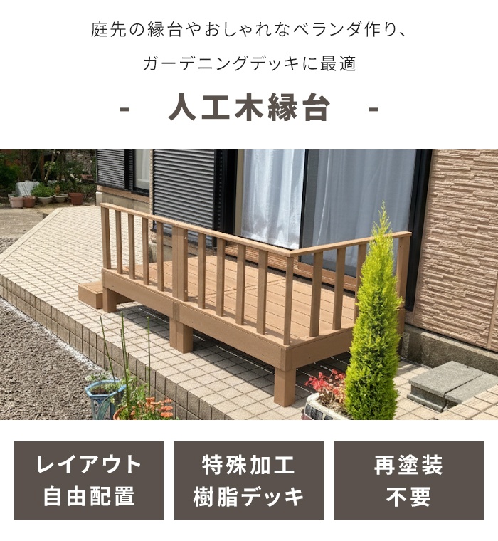 ウッドデッキ 90×90cm 本体 樹脂製 人工 木縁台 腐らない 錆びない