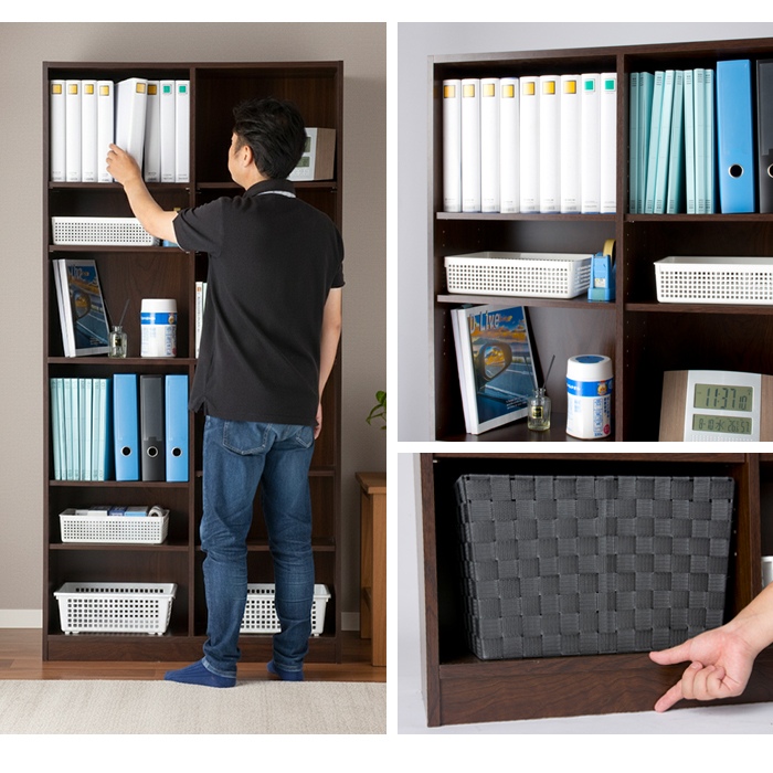 本棚 幅90 高さ180 奥行29.5cm 木製 書棚 ブックシェルフ 収納棚 A4収納 A4ファイル対応 大容量 可動棚8枚 高さ調節 転倒防止金具付き 上下分割可能 壁面収納の画像