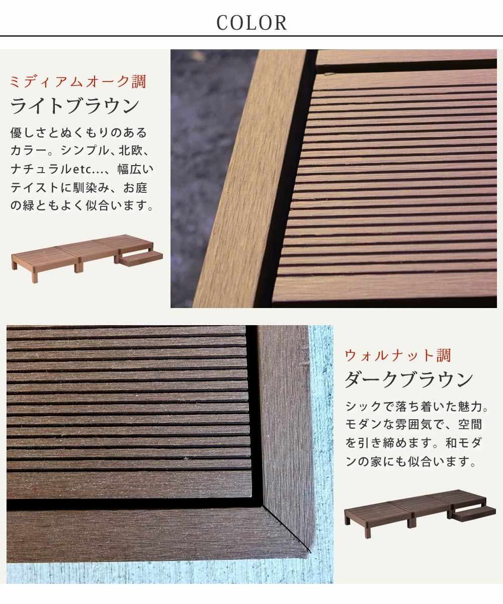 人工木ウッドデッキ ecofeel エコフィール 3台 ステップセット PWDE-3P-STPの画像