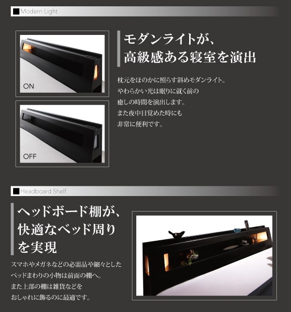 プレミアムポケットコイル 収納ベット 収納ベット マットレス付き おしゃれな雑貨 コンセント付き ベッド マットレス キング K 1 家具通販店 宮棚 照明付き 宮棚 モダンデザイン Luk It 返品送料無料