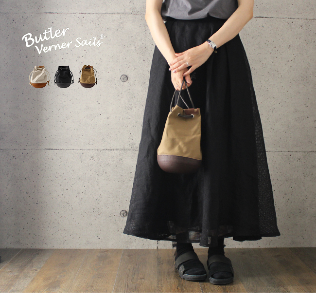Butler Verner Sails モールドレザー巾着ショルダー(巾着バッグ 小さめ