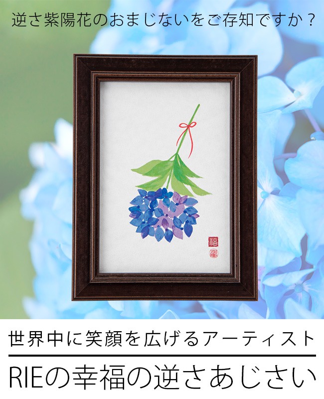 Rieの幸福の逆さあじさい アジサイの絵画 金運 商売繁盛 おすすめ 金運グッズ 紫陽花のアート 感謝 笑顔 心の平和 世界平和 あじさいの絵 Ri241 雑貨のねこや 通販 Yahoo ショッピング