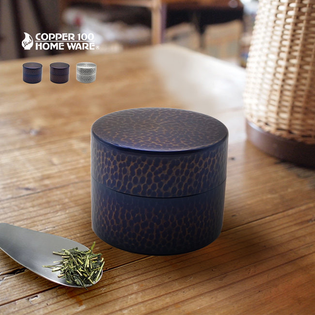 新光堂 COPPER100 純銅 縦目茶筒 大太(新光金属 高級 茶筒 茶缶 日本茶
