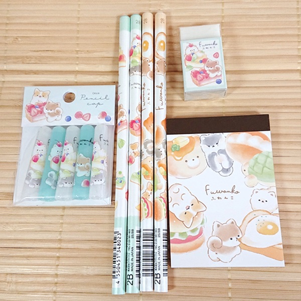 ふわんこ 文具セット ペンケース+鉛筆消しゴム メモ 8点（いやいや