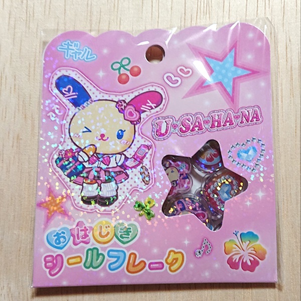 スーパーフウジン sanrio（サンリオ） おはじきシール フレーク（ウサハナ/コギャル