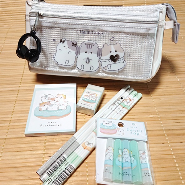 ほすぴたるこぱむだ　筆箱　ペン　セット はむコレ 文具セット ペンケース+鉛筆消しゴム（ハムトーンズ）8点