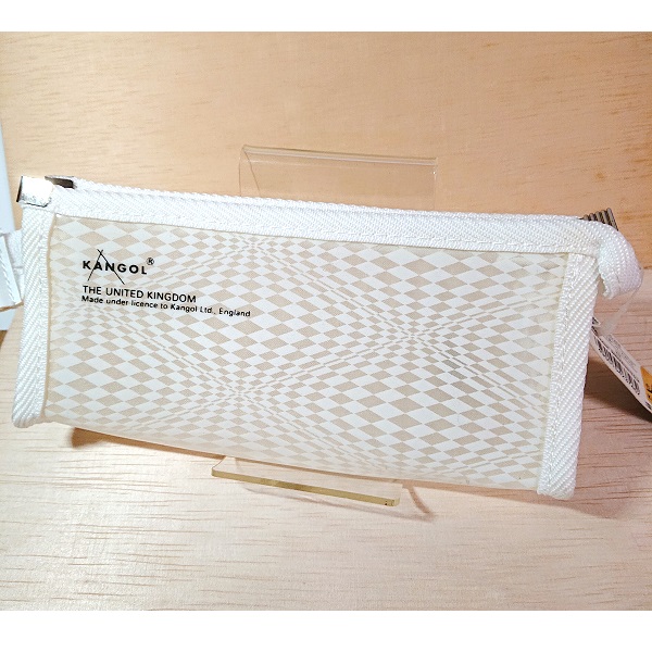 KANGOL（カンゴール）チェック 三角 ミニペンケース（ホワイト）23746