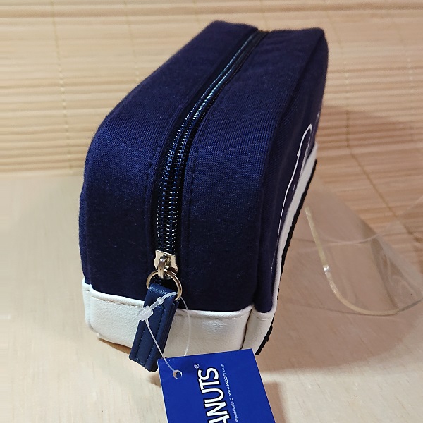 SNOOPY（スヌーピー） テープロゴ ペンポーチ（立体刺繍/ネイビー