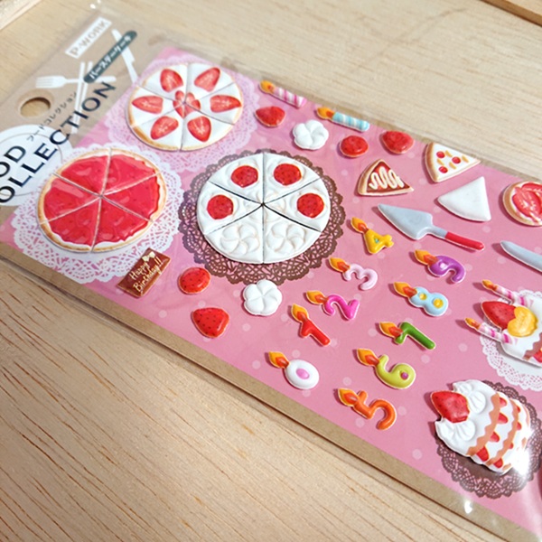 バースディケーキ シール ぷっくり盛り上がったシール フード