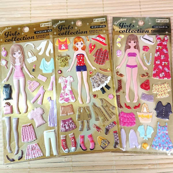 ぷっくり可愛い きせかえシール ガールズコレクション Bセット 6枚
