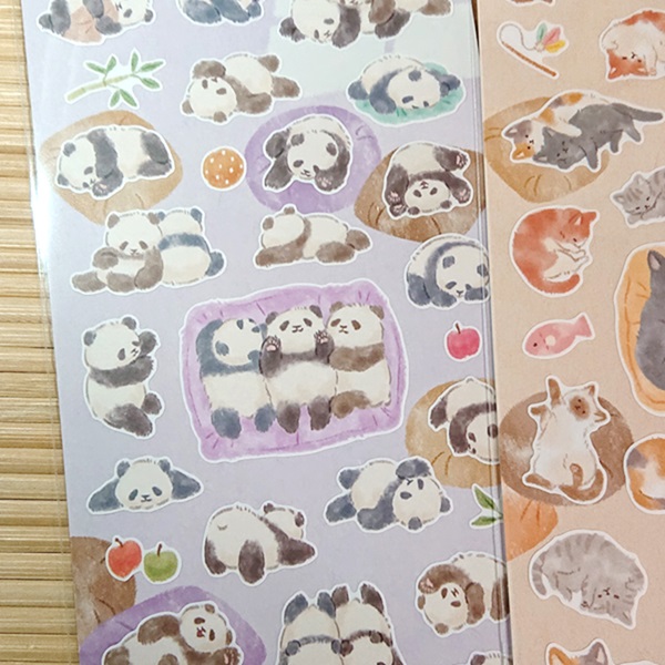 可愛いあにまる おひるね ファミリー ステッカー シール 3点セット