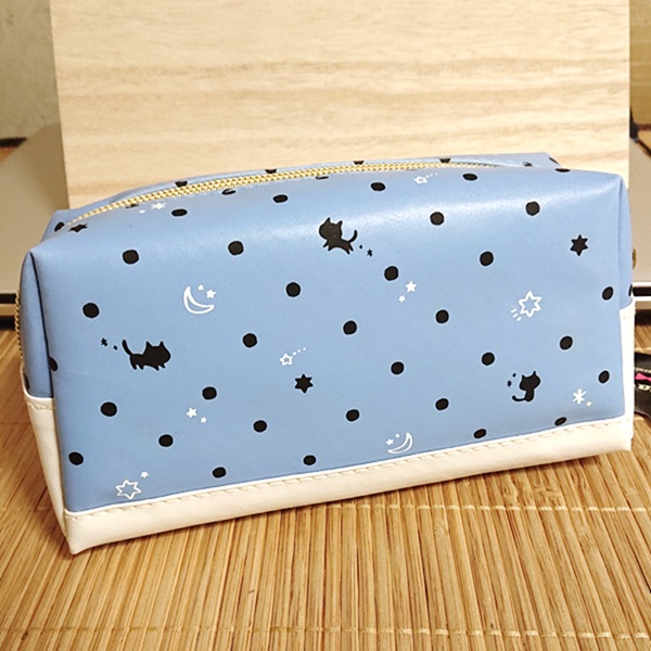 ねこ＆ドット ペンケース ペンポーチ（ポルカシャ/ブルー）94784/筆箱