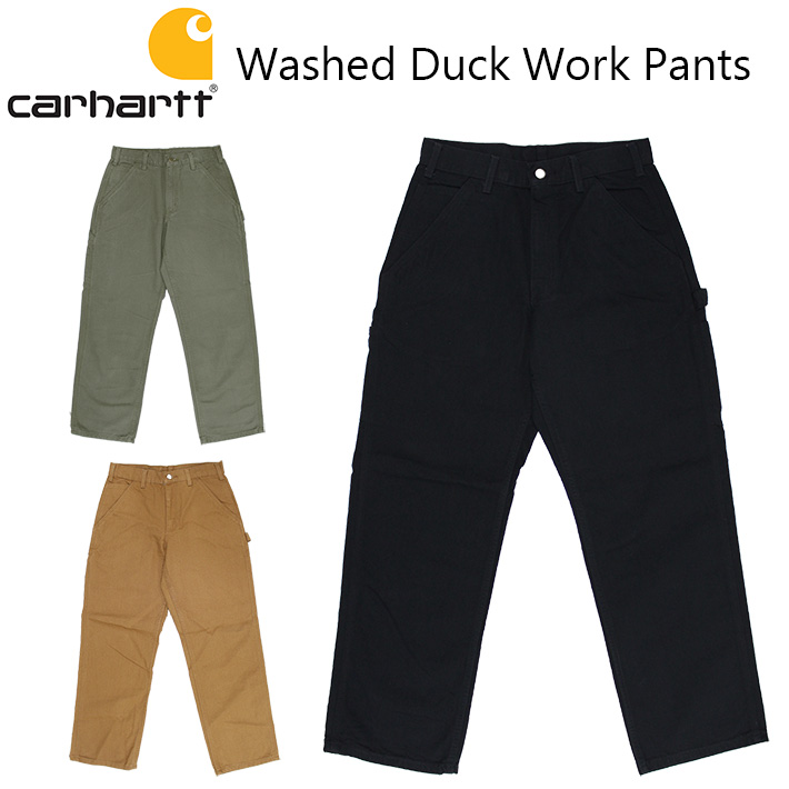 Carhartt カーハートB11 Washed Duck Work Dungaree ウォッシュドダックワークペインターパンツ ロングパンツ 長ズボン ブラック  ロゴ B11 送料無料