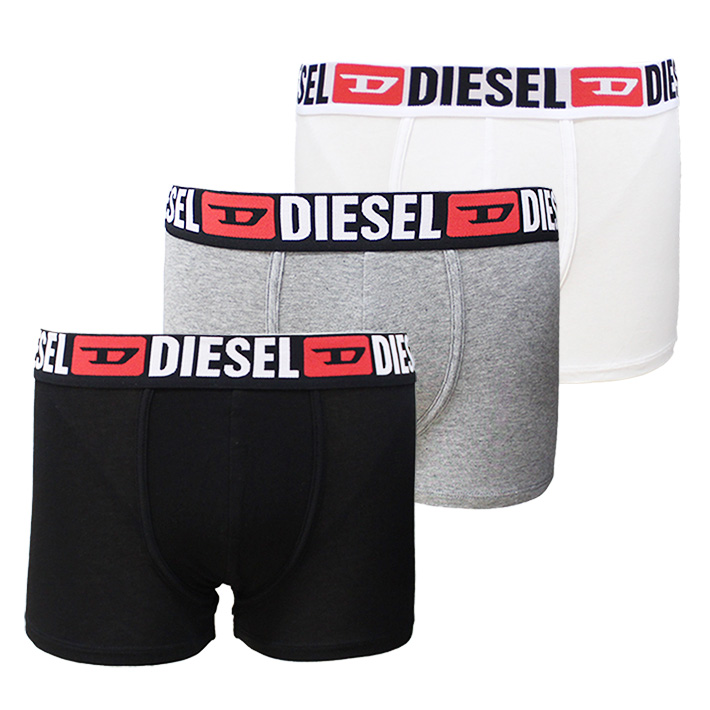 DIESEL ディーゼル ボクサーパンツ 3枚組 アンダーウェア 下着 メンズ ブラック 黒 レッド 赤 グレー 灰 ホワイト 白 プレゼント ギフト 通勤 通学 送料無料｜zakka-tokia｜03