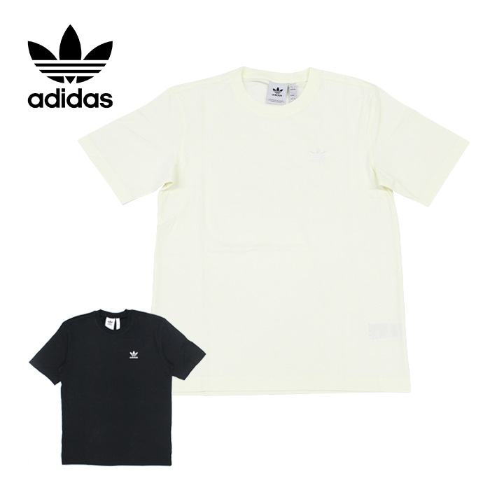 adidas Originals アディダス オリジナルス TREFOIL ESSENTIALS トレフォイル エッセンシャルズ 半袖Tシャツ IR9694 トップス メンズ  アイボリー ブラック｜zakka-tokia