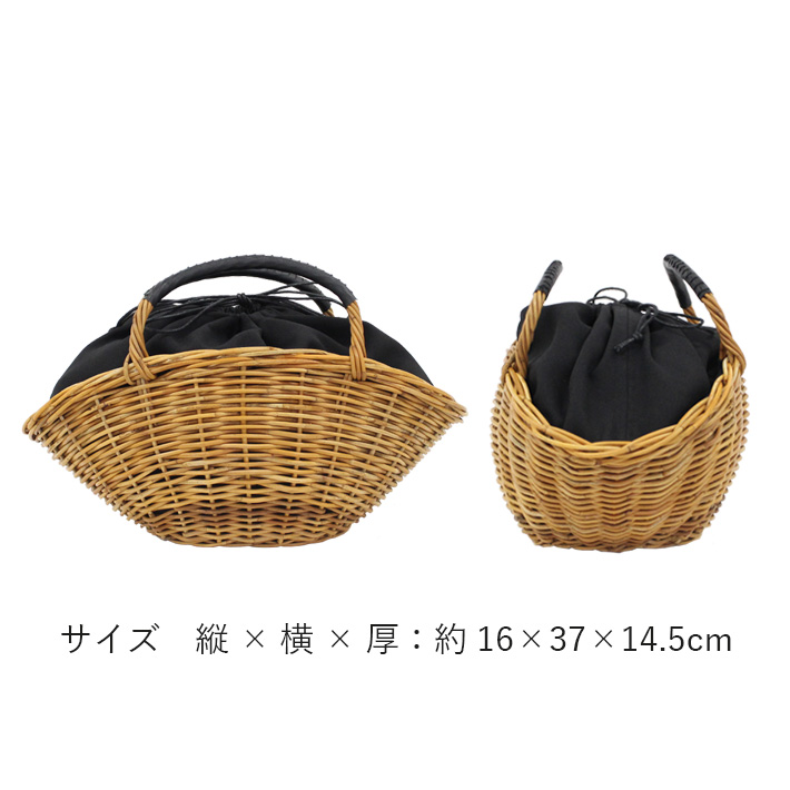オッズ　籐と布地のスクエア型かごバッグ オッズ 籐と布地のスクエア型かごバッグ SQUARE BASKET