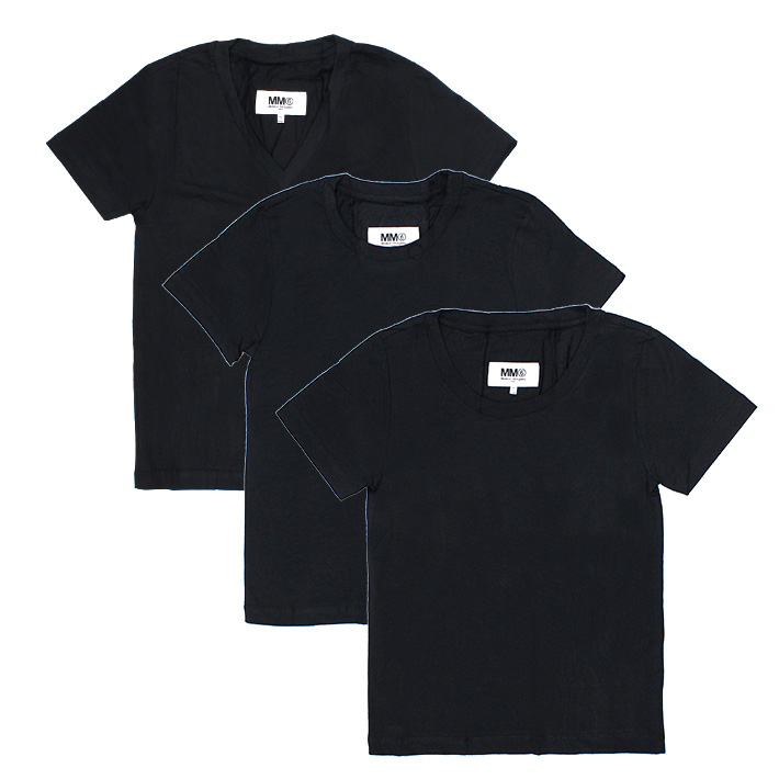 【返品・交換不可】MM6 エムエムシックス メゾンマルジェラ S52GC0280 S24405 半袖Tシャツ レディース パックTシャツ 3枚セット  ホワイト 白 ブラック 黒