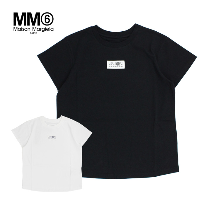 MM6 エムエムシックス メゾンマルジェラ S52GC0327 S24312 半袖Tシャツ レディース トップス T シャツ クルーネック カレンダーロゴ ホワイト 白 ブラック 黒