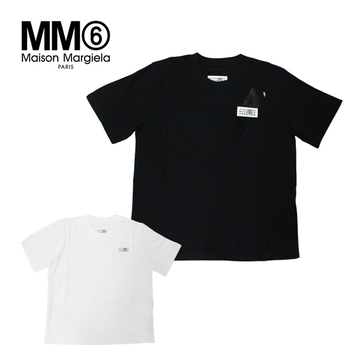 MM6 エムエムシックス メゾンマルジェラ S52GC0336 M20048 ナンバリング ロゴ Tシャツ 101 900 半袖 Tシャツ レディース トップス  クルーネック 白 黒