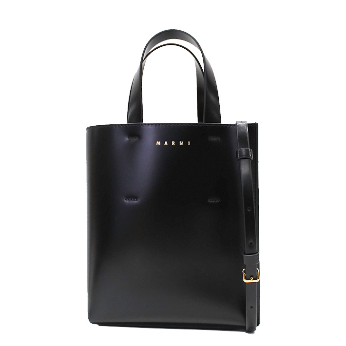 MARNI マルニ MUSEO MINI TOTE BAG ミュゼオ ミニ トート バッグ SHMP0039Y0 LV639 ショルダーバッグ  ブラック グレー レザー 本革 レディース 送料無料