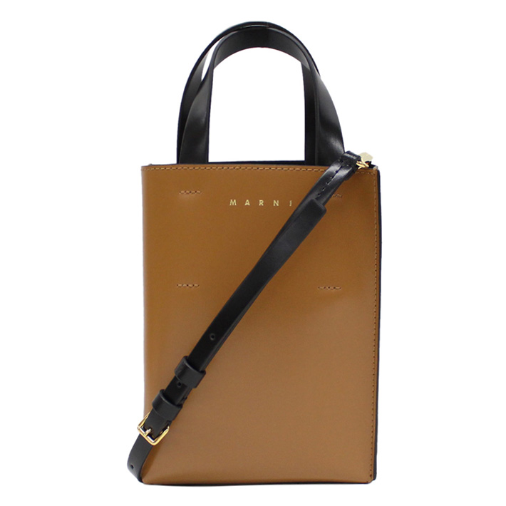 MARNI マルニ museo ミュゼオ ナノ レザー ショルダーバッグ SHMP0050Y0 LV639 Z2P69 Z2P70 ハンドバッグ  かばん 鞄 グレー ブラウン レディース