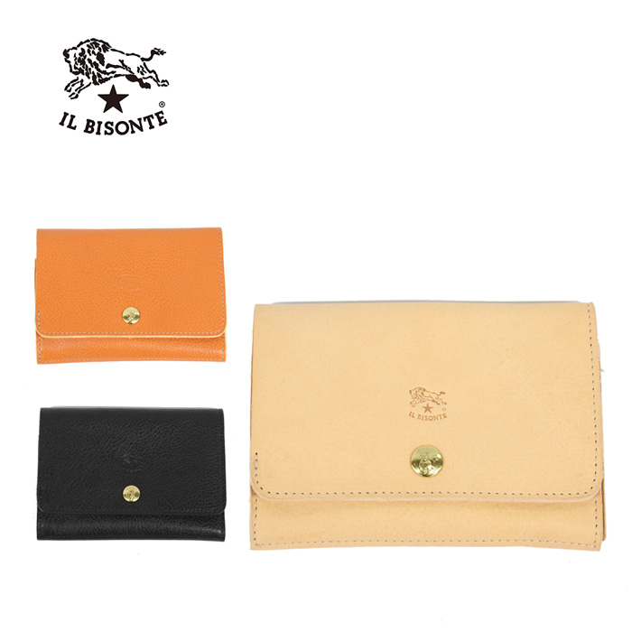 【お玉！】イルビゾンテ コンパクトミニ財布 レザー 薄茶 キャメル イルビゾンテ 二つ折り 財布 キャメル レザー 本革 コインケース