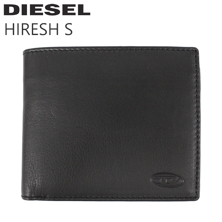 DIESEL ディーゼル HIRESH S WALLET 折り畳み財布 二つ折り財布 ミニ財布 メンズ レディース ブラック  X08424-P0685-H1146 レザー 本革 革 送料無料