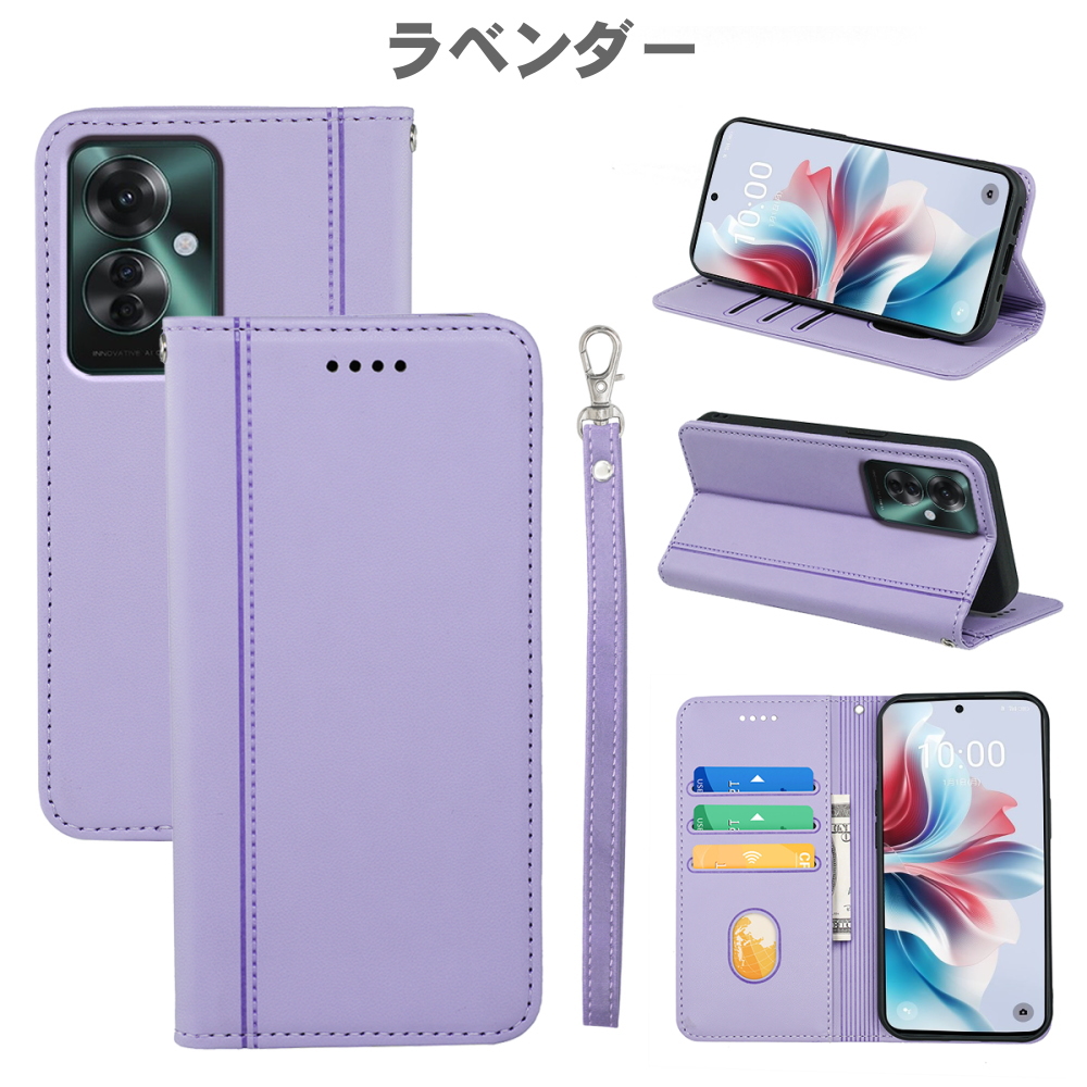 OPPO Reno13A ストラップ付き 手帳型 マグネット式 ケース マグネット