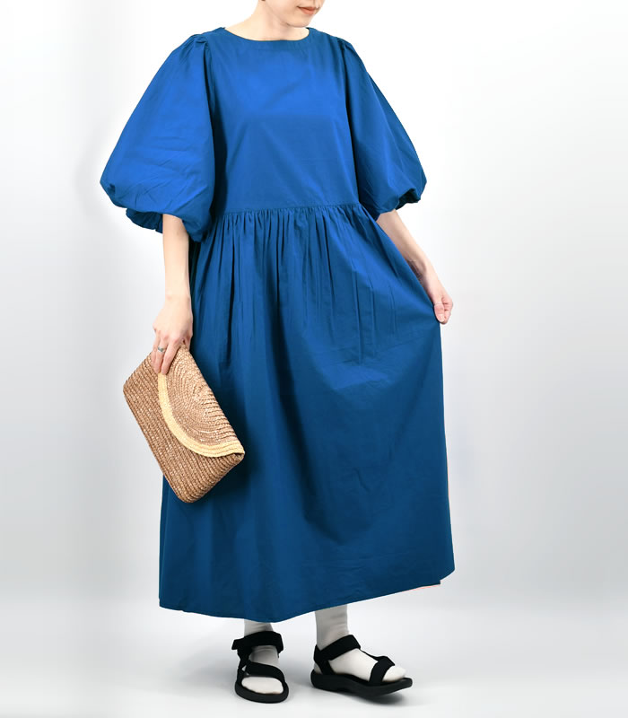 KI.GOKOCHI バルーンスリーブAラインワンピース 綿100% レディース