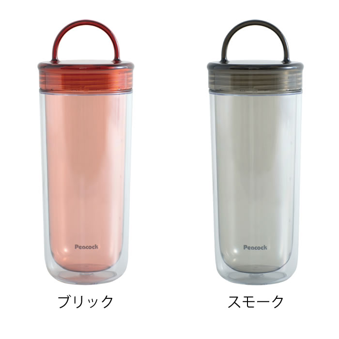 クリアボトル 水筒 耐熱 広口 ダブルウォール ウォーターボトル 480ml