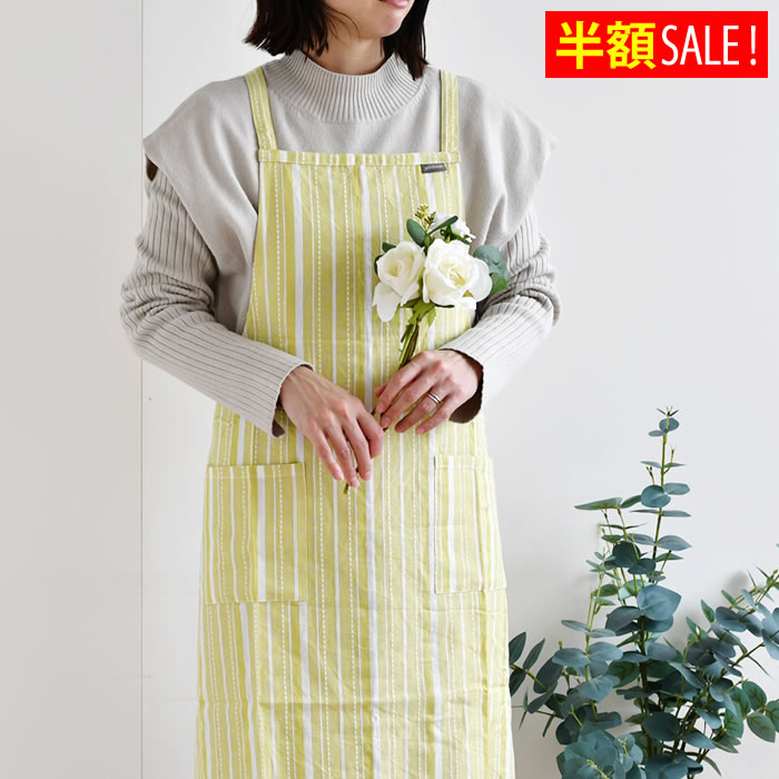サブヒロモリ [半額SALE] ドットストライプ エプロン エプロン