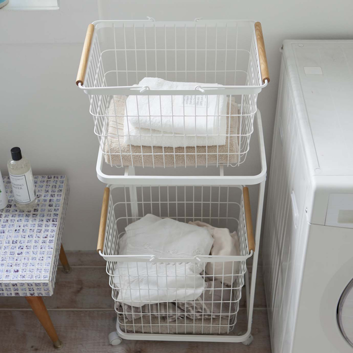 山崎実業 ランドリーバスケット 2段 tosca トスカ ランドリーワゴン 2
