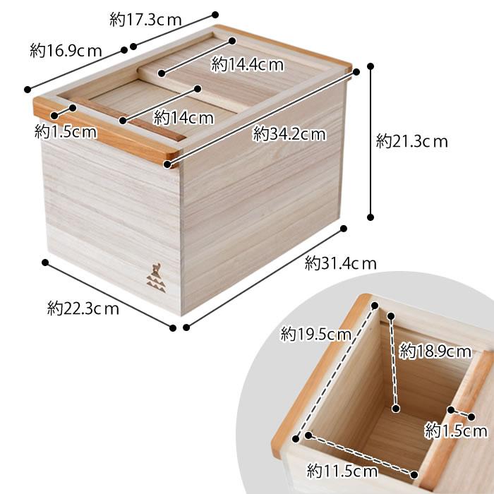 かもしか道具店 桐のお米びつ 5kg 米びつ おしゃれ 日本製 木製