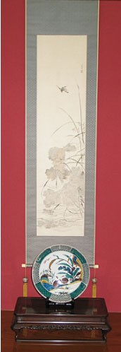 九谷焼 インテリア置物 飾り皿 絵皿 九谷焼 色絵うずら 小多慧