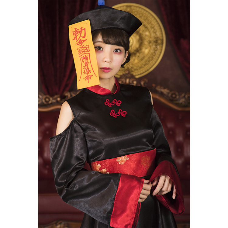 コスプレ ハロウィン 中国 ゾンビ 赤/青 霊幻道士 幽幻道士  チャイナ服 妖怪 衣装 仮装  エレガントキョンシー  おしゃれ オシャレ シック 女性｜zcshop｜02