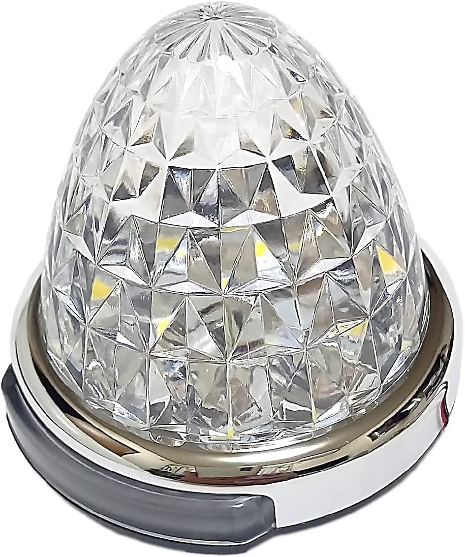【互換品】 カスタマイズ 12V 24V トラック用 LED マーカーランプ 路肩灯機能付 サイド メッキリング 汎用(ホワイト,  6個)の画像