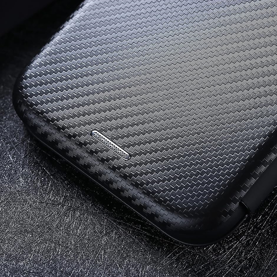 ケース 手帳型 炭素繊維調 PC製 薄い ウォレットタイプ 防指紋 クラムシェル MDM( ブラック,  Samsung Galaxy A21)｜zebrand-shop｜05