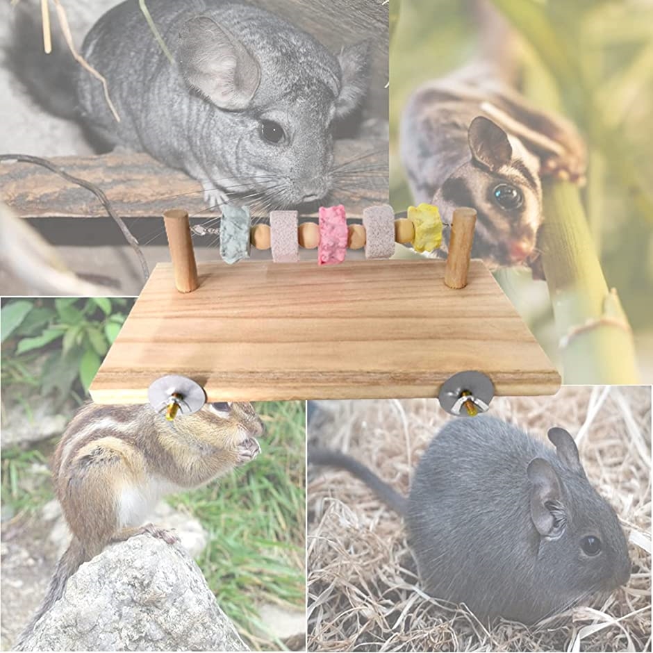 ステージ 木製 チンチラ おもちゃ 足場 ケージ取付 台 飾り付き 遊び 小動物 中型インコ 小鳥