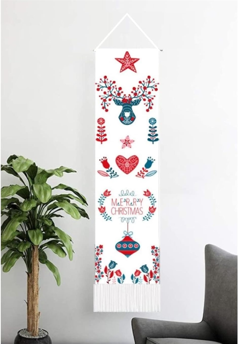 タペストリー クリスマス 縦長 細 壁掛 室内装飾 布 ウオールファブリック インテリア 北欧風( フラワー)