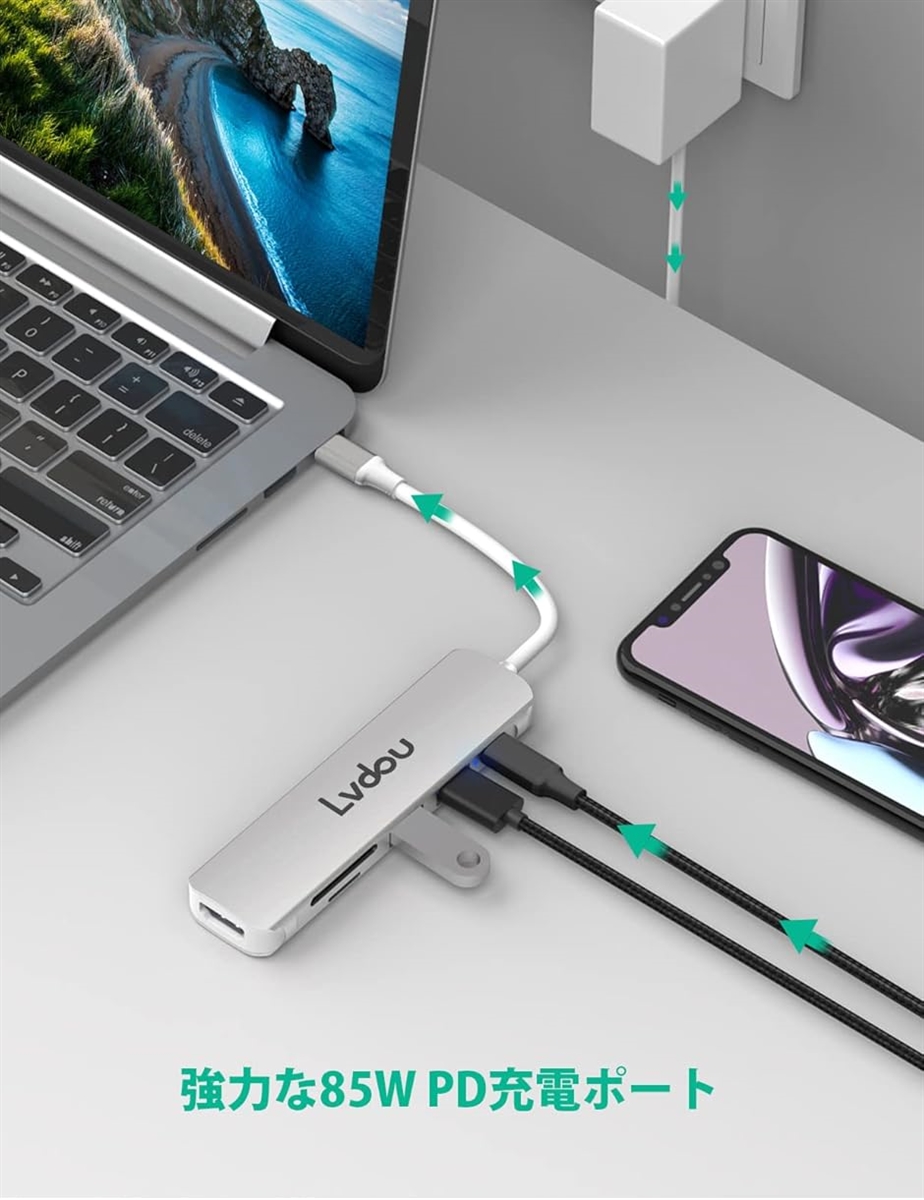 【互換品】USB C ハブ アダプタ 6-in...の詳細画像5