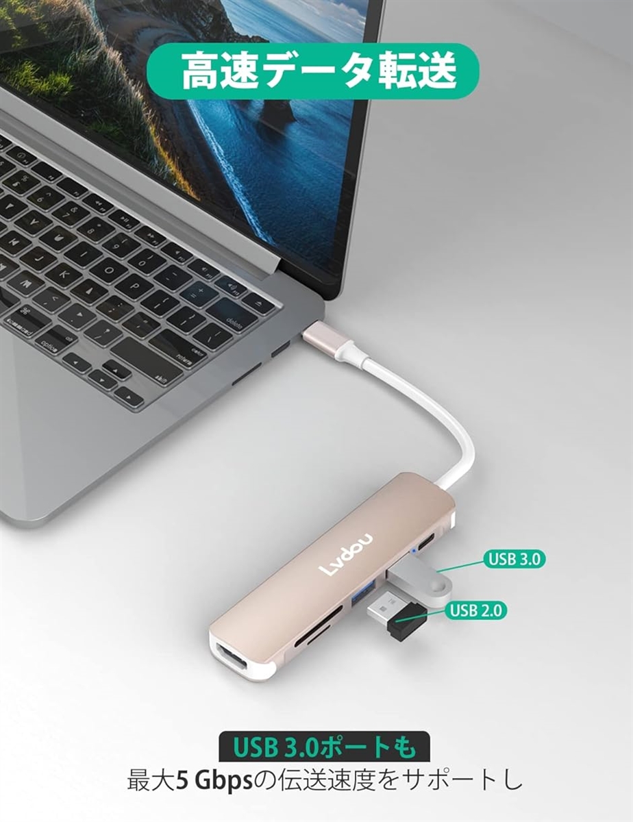 【互換品】USB C ハブ アダプタ 6-in...の詳細画像3